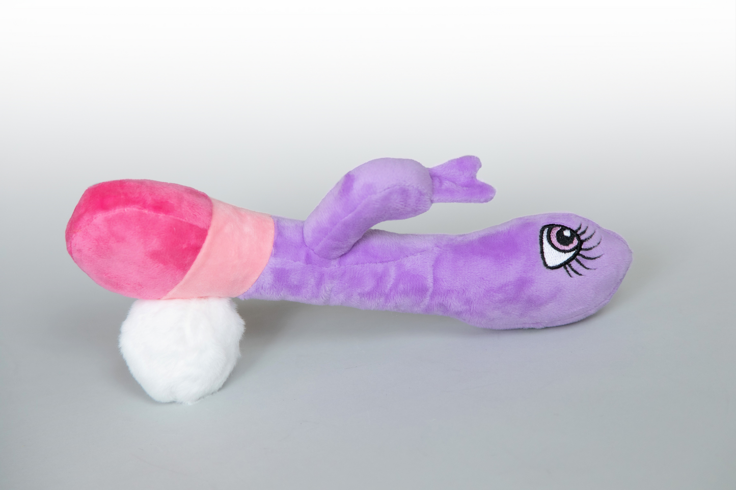 Scruffy Plushie Squeaky Dog Toy in the shape of a rabbit vibrator